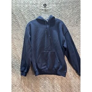 Gilden Navy Blue Hooded Sweatshirt Pullover Hoodie Pocket size M‎